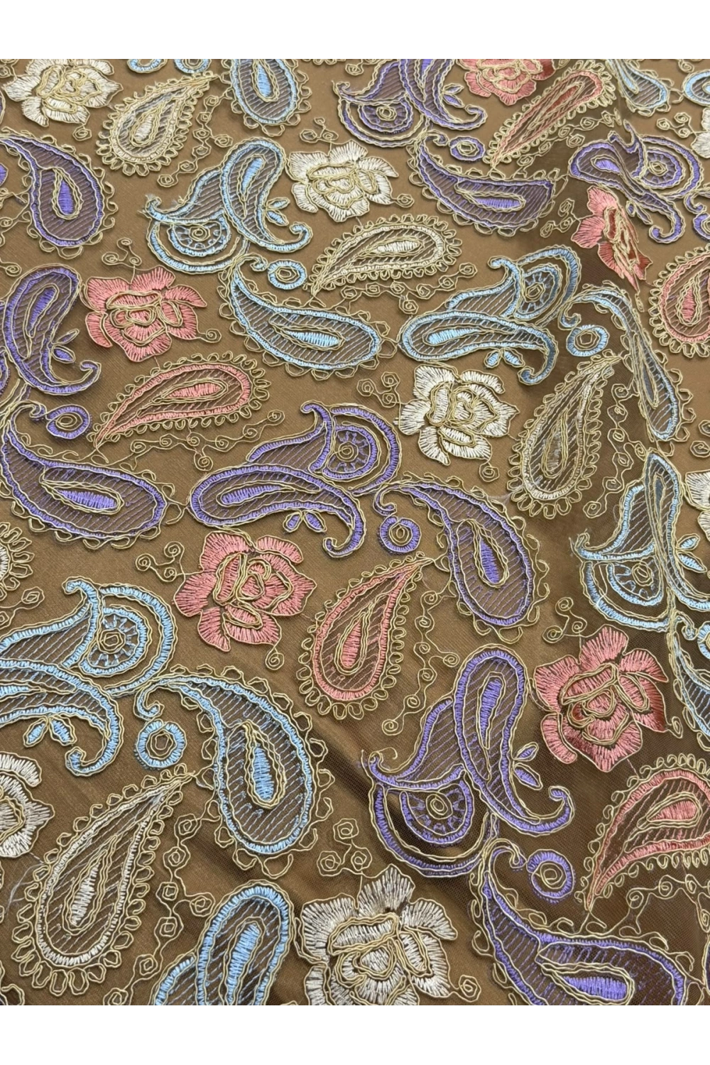 GOLD-LİLA RENK ŞAL DESEN DANTEL