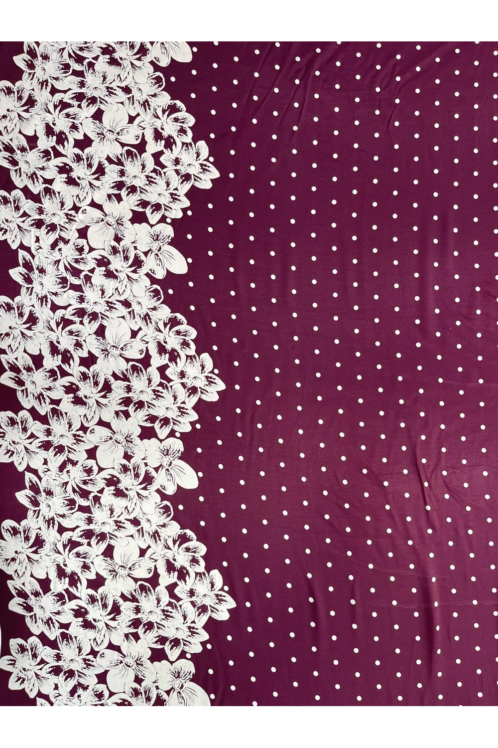 BORDO-BEYAZ PUANTİYE DESEN ETEĞİ SULU FLOŞ VİSKON