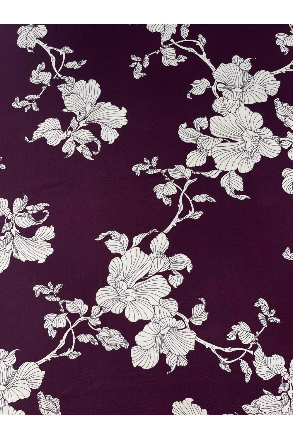BORDO-KREM BÜYÜK ÇİÇEK DESENLİ VİSKON
