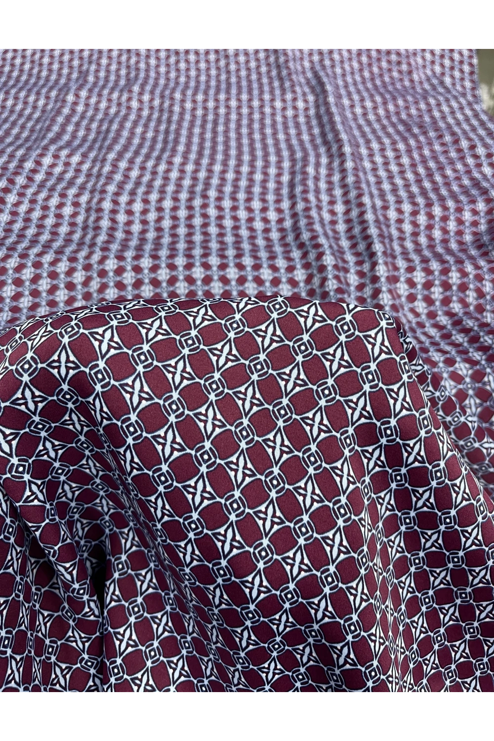 BORDO-MAVİ DESENLİ FLOŞ VİSKON