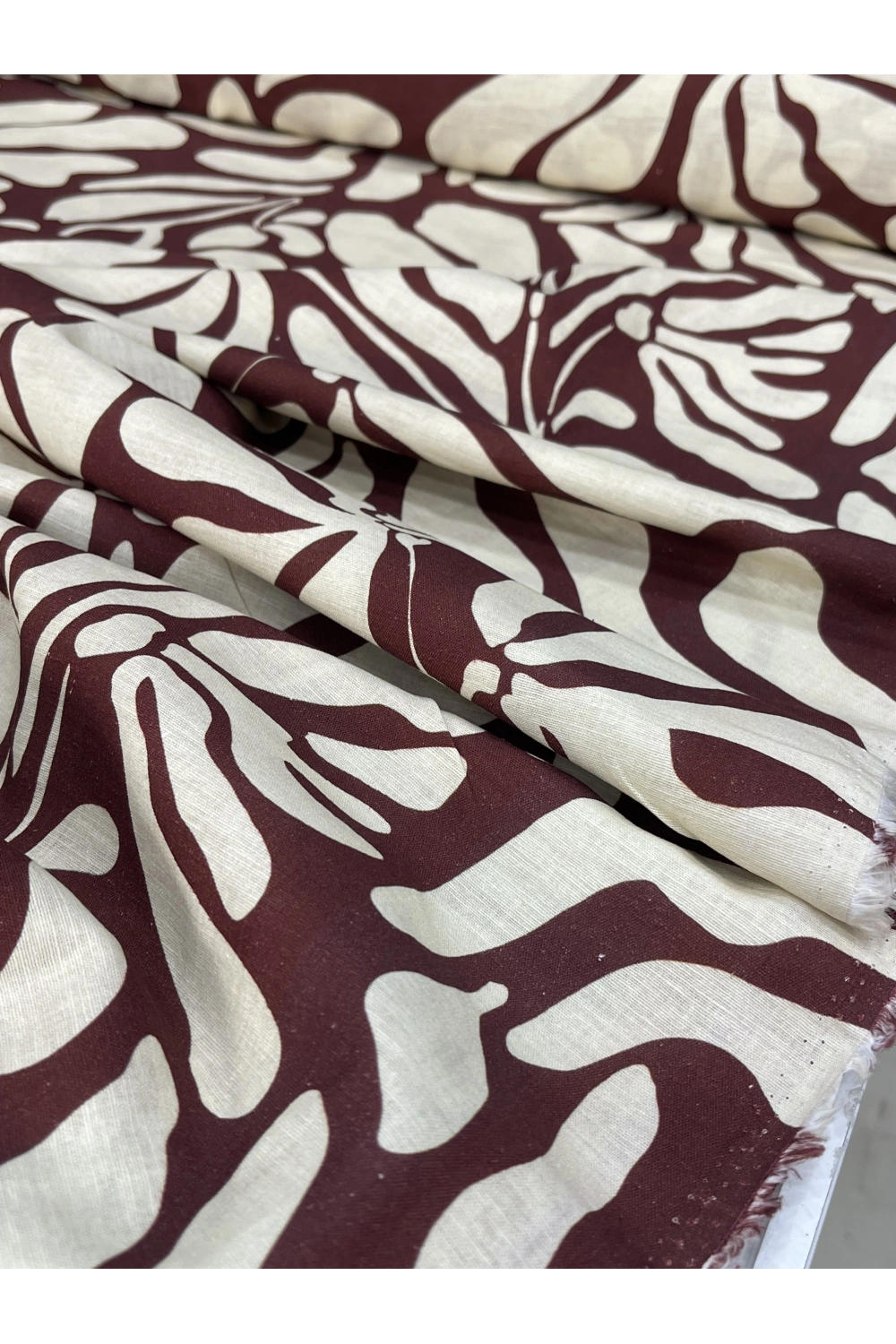 BORDO RENK DESENLİ KETEN VİSKON