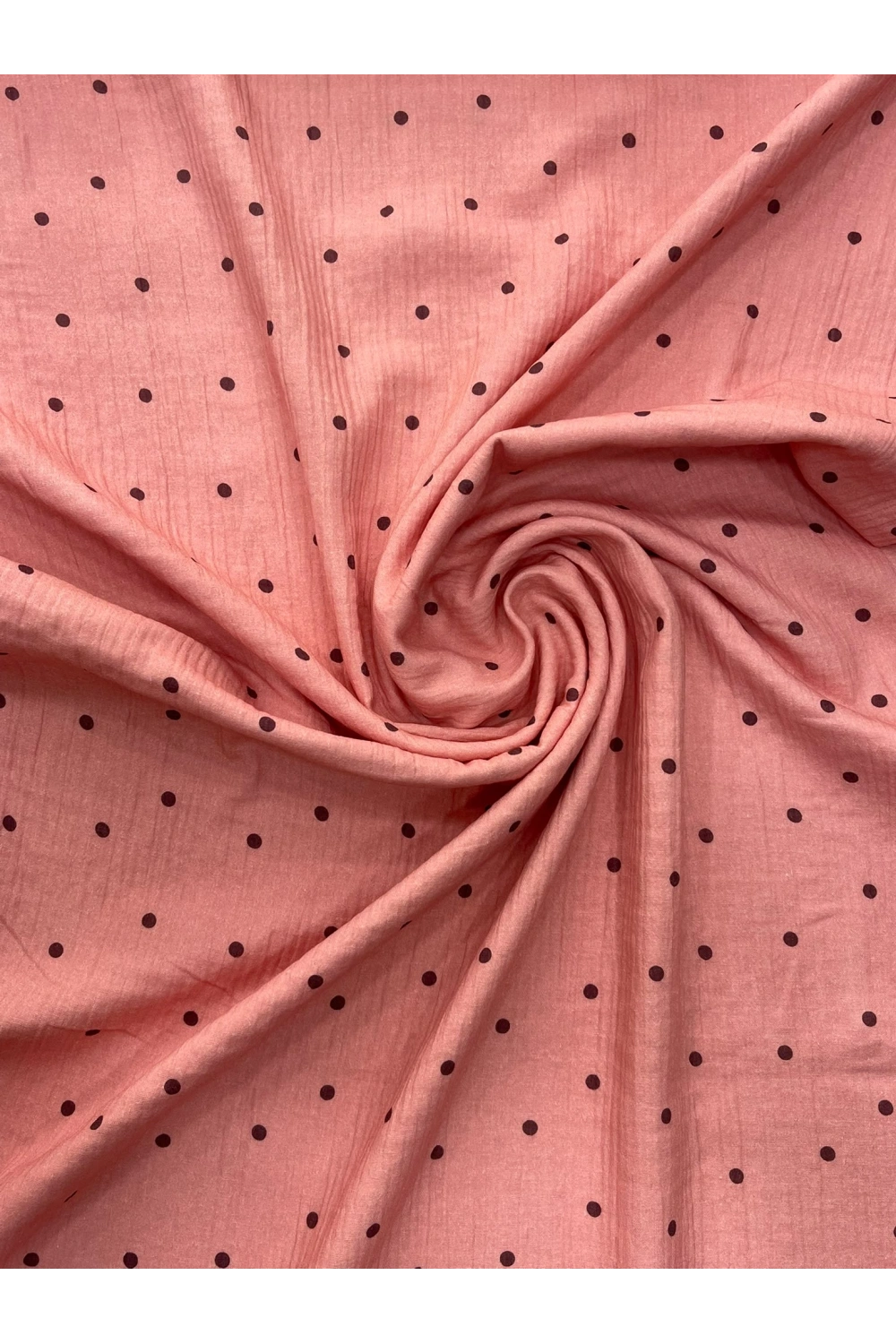 PEMBE-MOR PUANTİYE DESEN MÜSLİN
