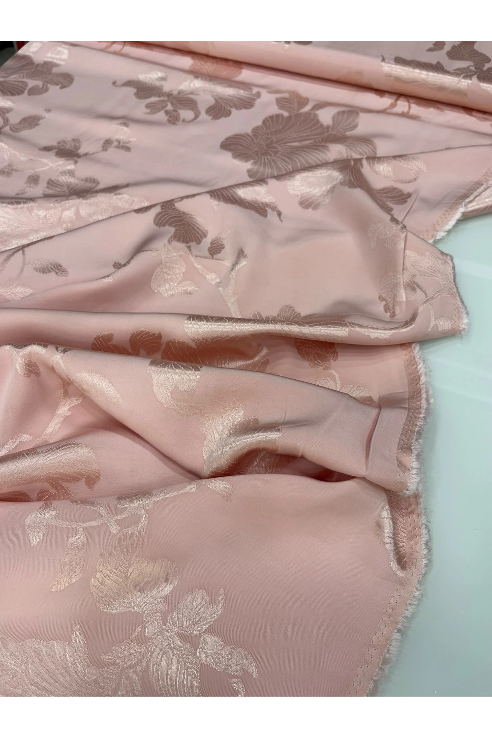 TOZ PEMBE BÜYÜK ÇİÇEK DESENLİ İPEK JAKAR