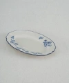 Acar Garden Mavi Çiçek Desenli Beyaz Porselen Oval Tabak 21x14 Cm