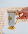 Acar Justina Gold Desenli Beyaz Porselen Kupa 200 Ml