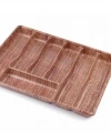 Baroness 10890 Ahşap Görünümlü 7 Bölmeli Maxi Boy Plastik Kaşıklık 49x36x4,5 Cm