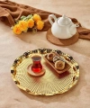 Cooker Yuvarlak Gold Metal Tepsi 35 Cm