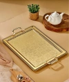 Cooker Gold Renk Dikdörtgen Metal Tepsi 60x40 Cm