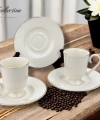 Gönül Gnl 4017 Gümüş Kenarlı Beyaz Porselen Kahve Seti 6lı
