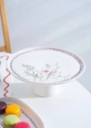 Acar HCA9088 Laila Desenli Ayaklı Seramik Sunum Tabağı 26 cm