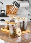 Cooker Bambu Kapaklı Cam Baharat Seti 6lı