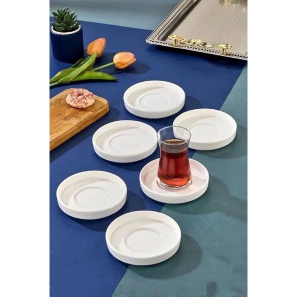 Cooker CKR4151 Beyaz Porselen Çay Tabağı 6lı