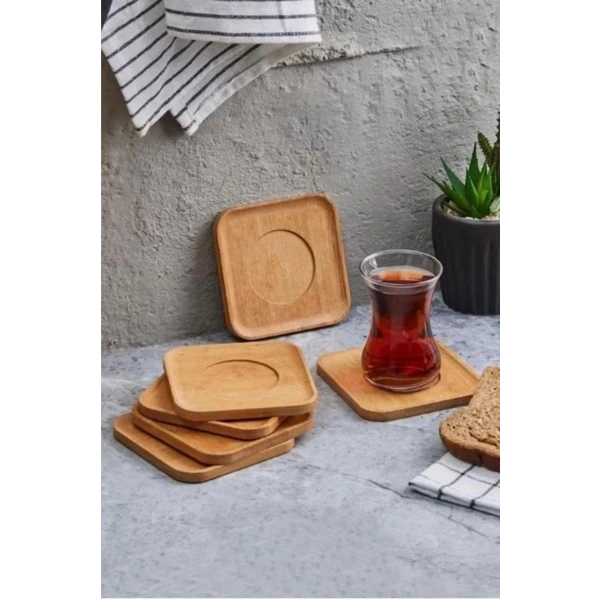 Mien MEN370 Kare Bambu Çay Tabağı 6lı