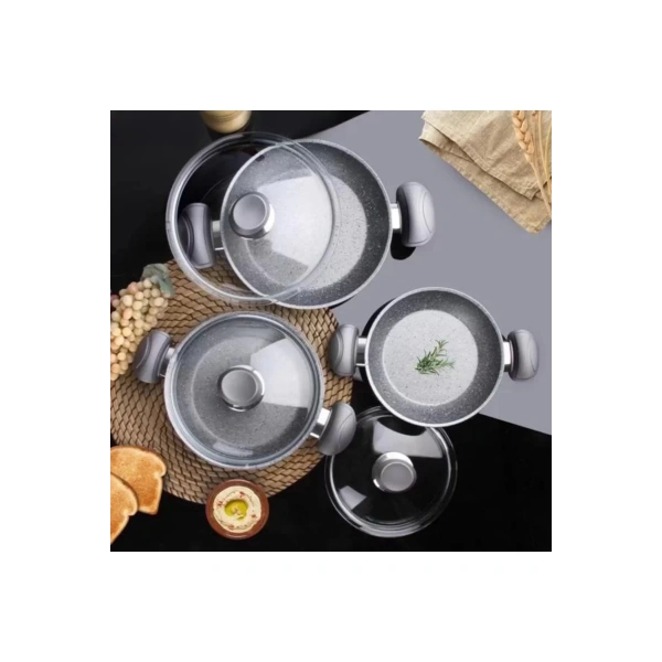 Oms OM 3004.04 Gri Sahan Seti 18-20-22 cm