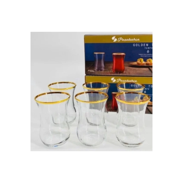 Paşabahçe 42021 Yaldızlı Çay Bardağı 120 cc 6lı