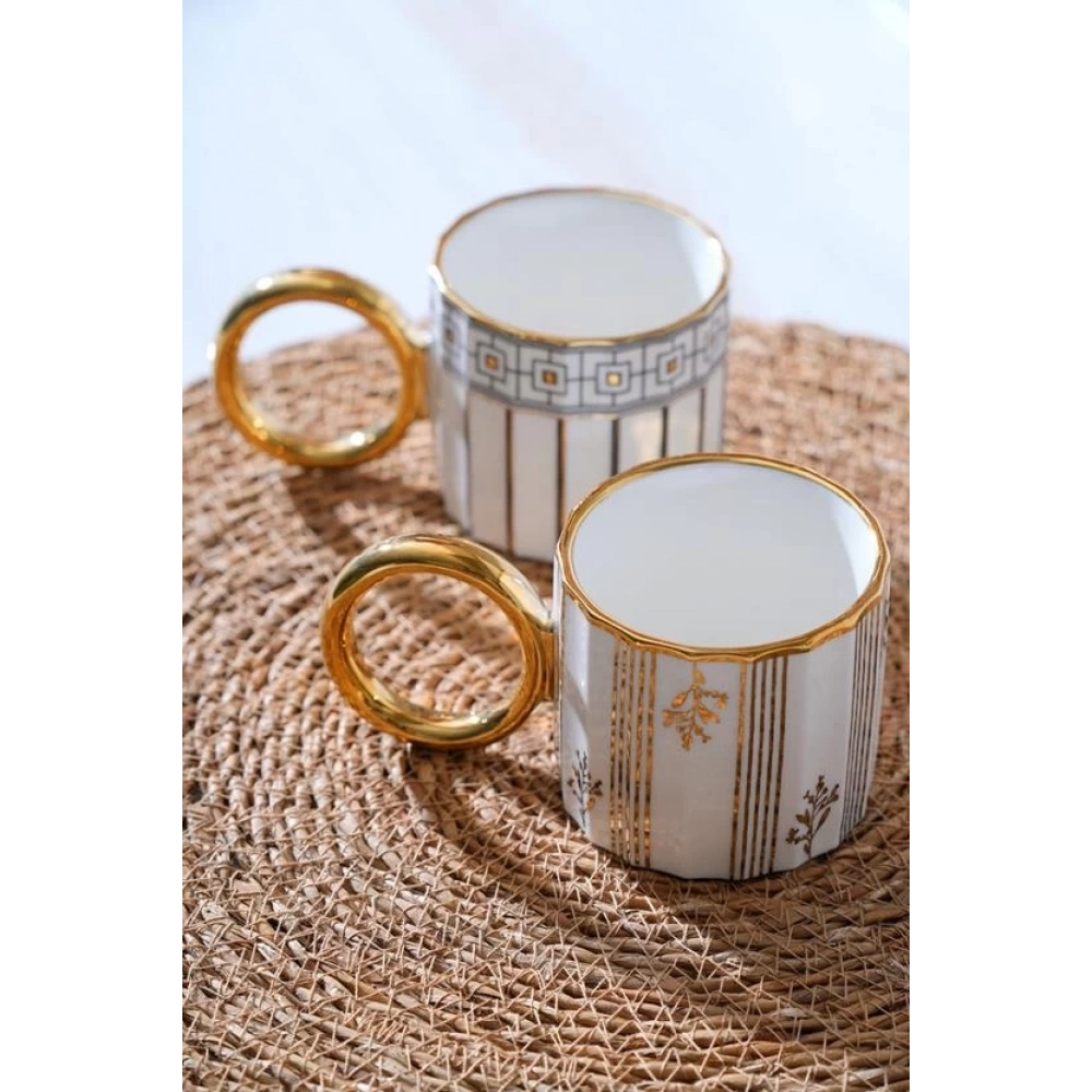 Acar Kaı7508 Carlene Gold-beyaz Porselen Kupa