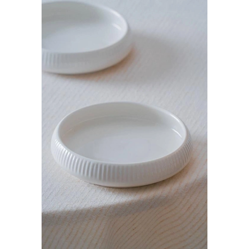 Acar Linea Porselen Beyaz Yuvarlak Tabak 6lı 13 Cm