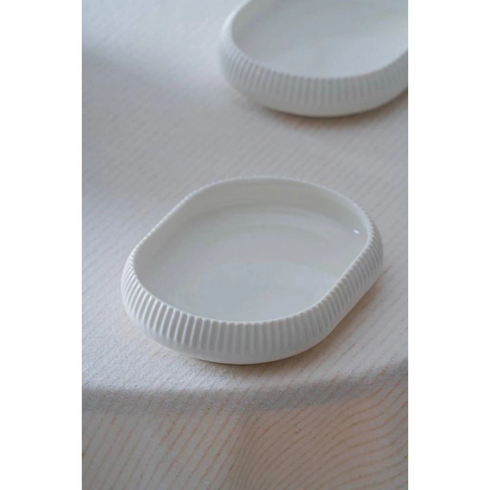 Acar Linea Porselen Oval Beyaz Tabak 14x10x3 Cm