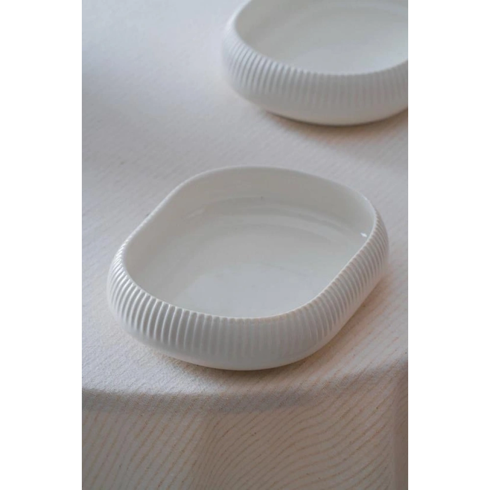 Acar Linea Porselen Oval Beyaz Tabak 18x13x4 Cm