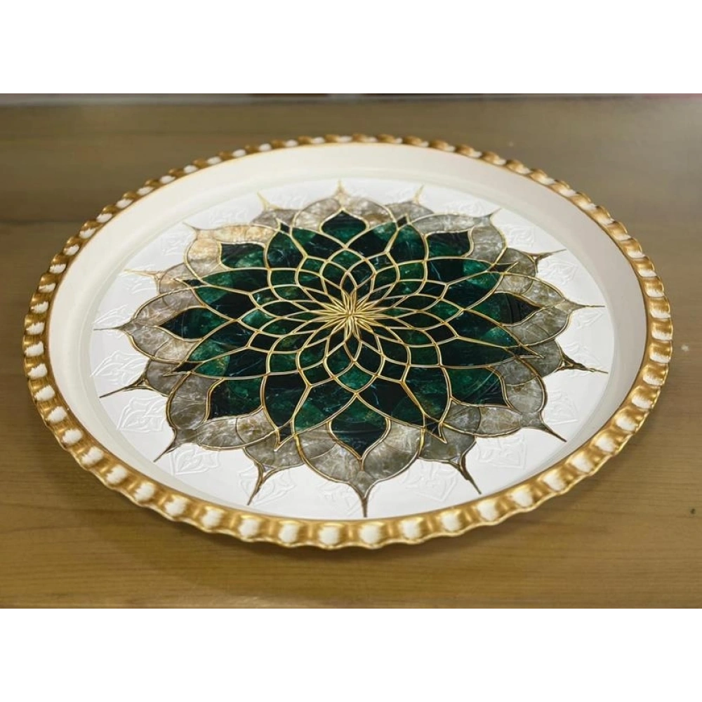 Acar Rose Desenli Yuvarlak Tepsi 47 Cm