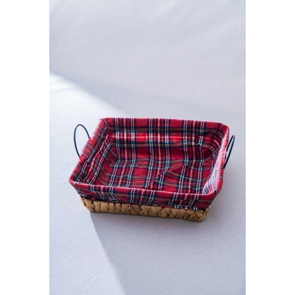 Acar Rustika Nomia Kare Hasır Ekmek Sepeti 26.5 X 26.5 X 7 Cm 