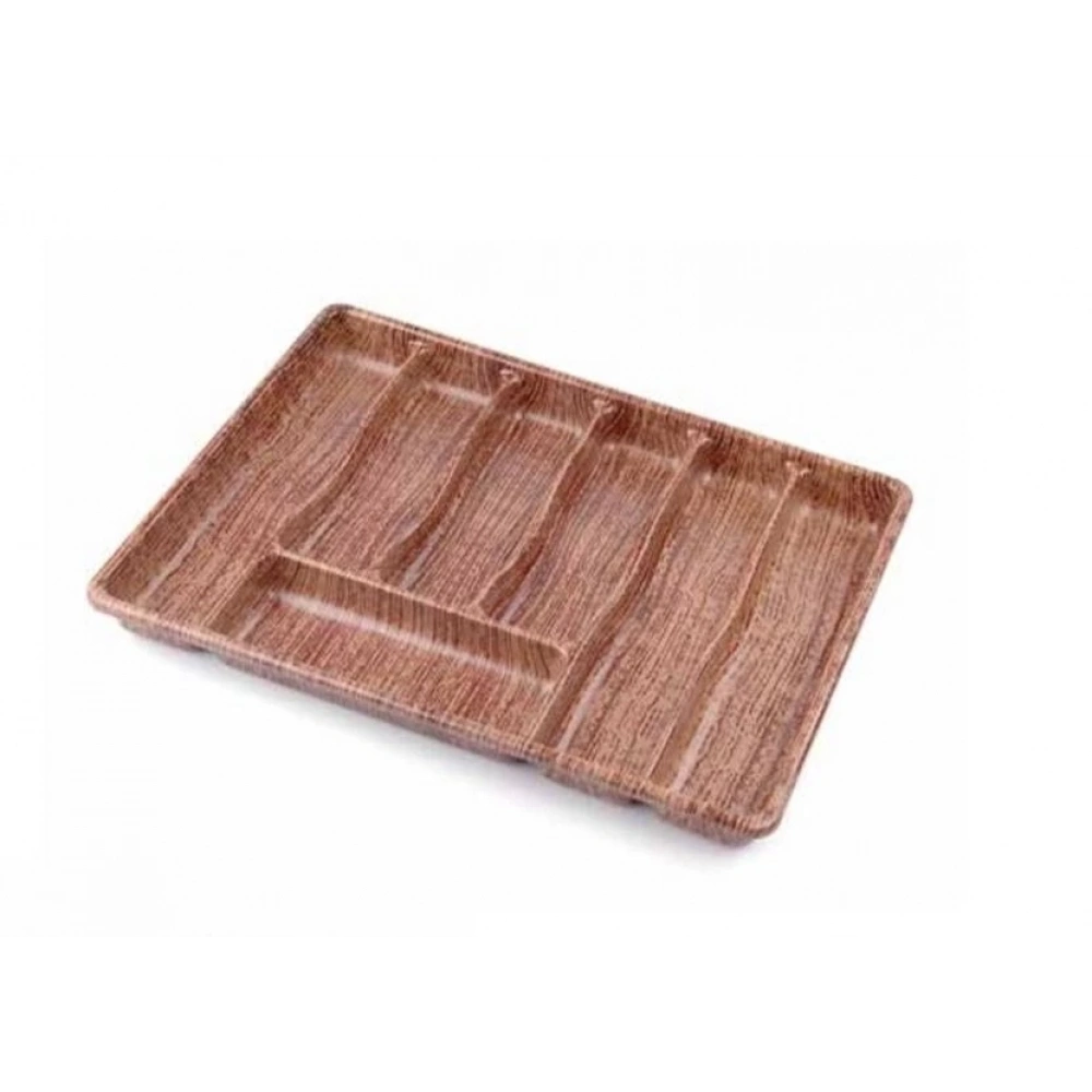 Baroness 10890 Ahşap Görünümlü 7 Bölmeli Maxi Boy Plastik Kaşıklık 49x36x4,5 Cm