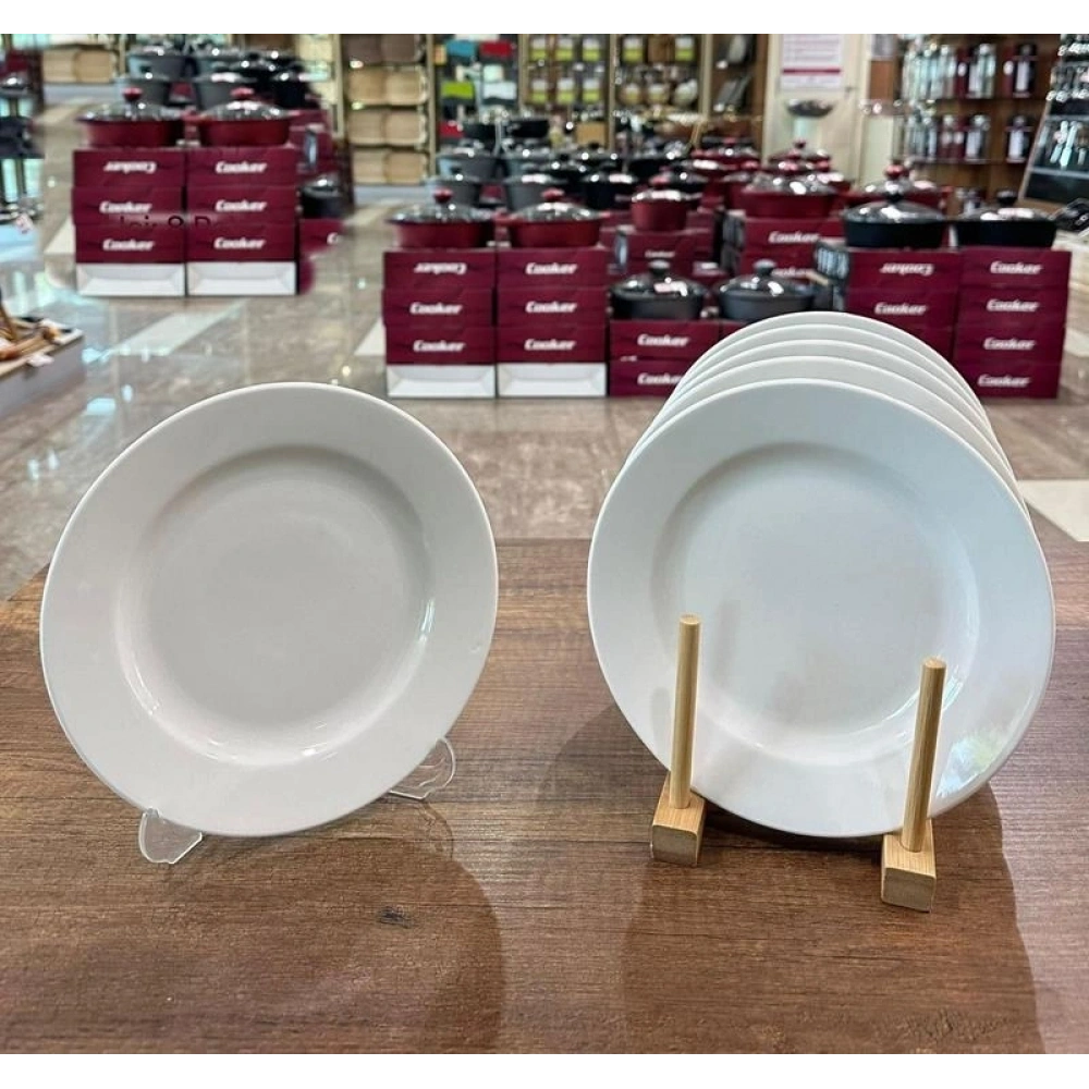 Cooker Beyaz Renk Porselen Pasta Tabağı 19 Cm 6lı