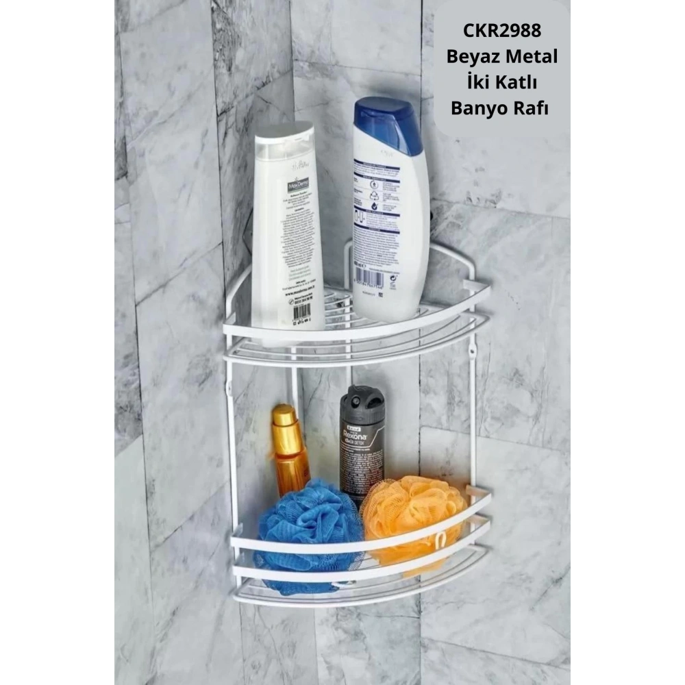 Cooker Ckr2988 Beyaz Metal Banyo Rafı İki Katlı