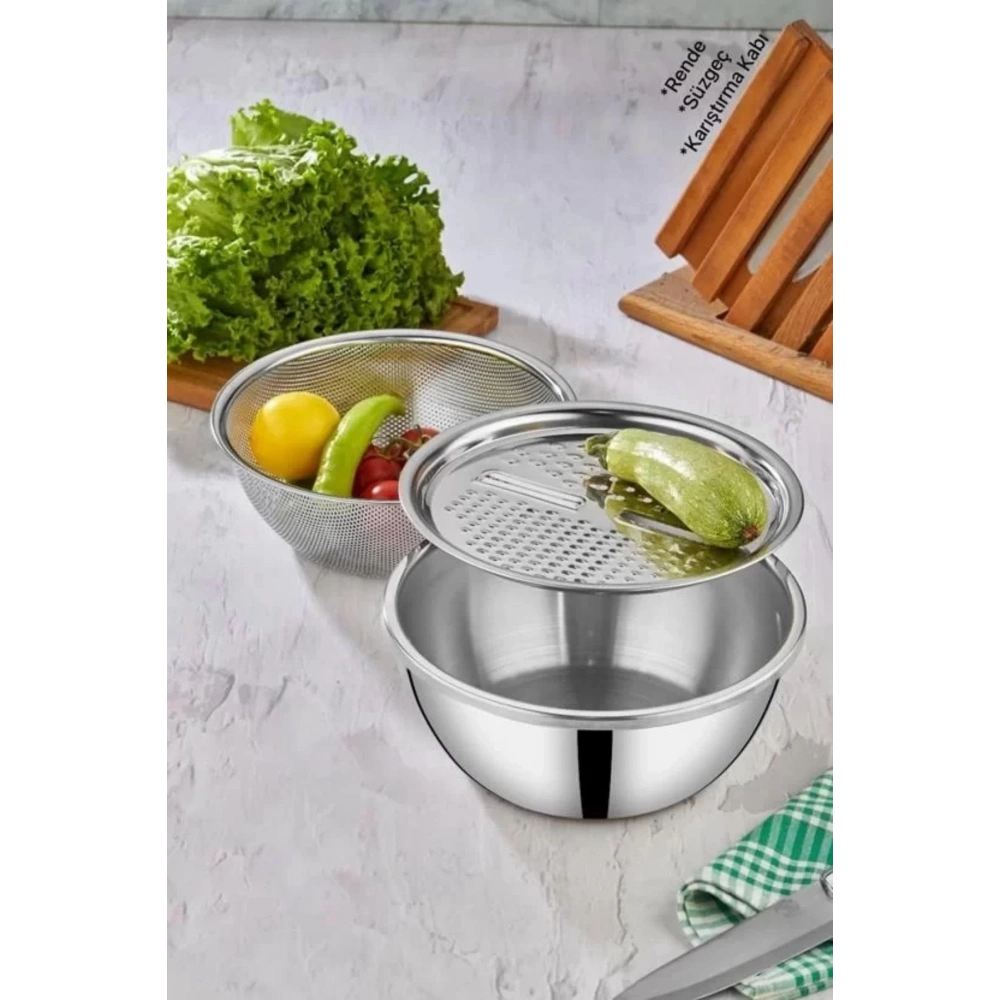Cooker Ckr3490 Çelik Rendeli Süzgeçli Karıştırma Kabı 24 Cm