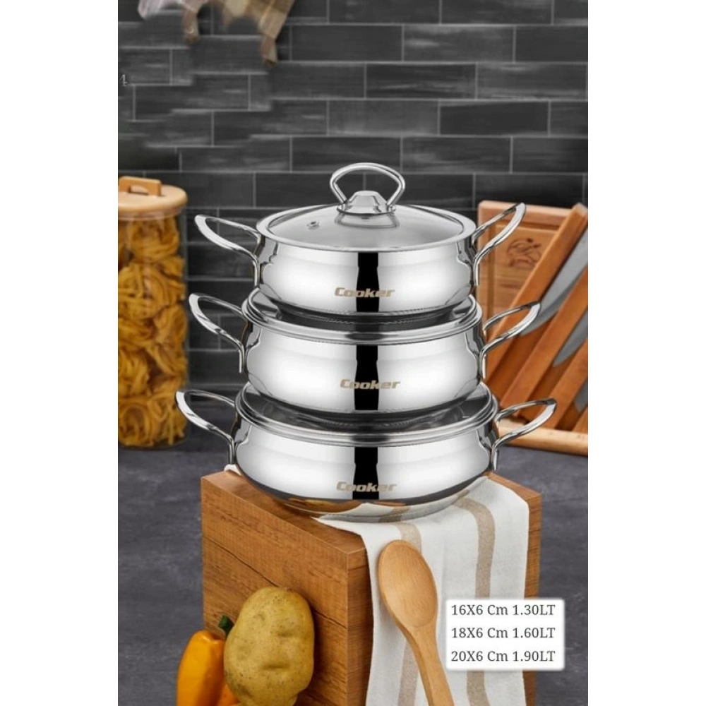 Cooker Lara Çelik 3lü Sahan Set