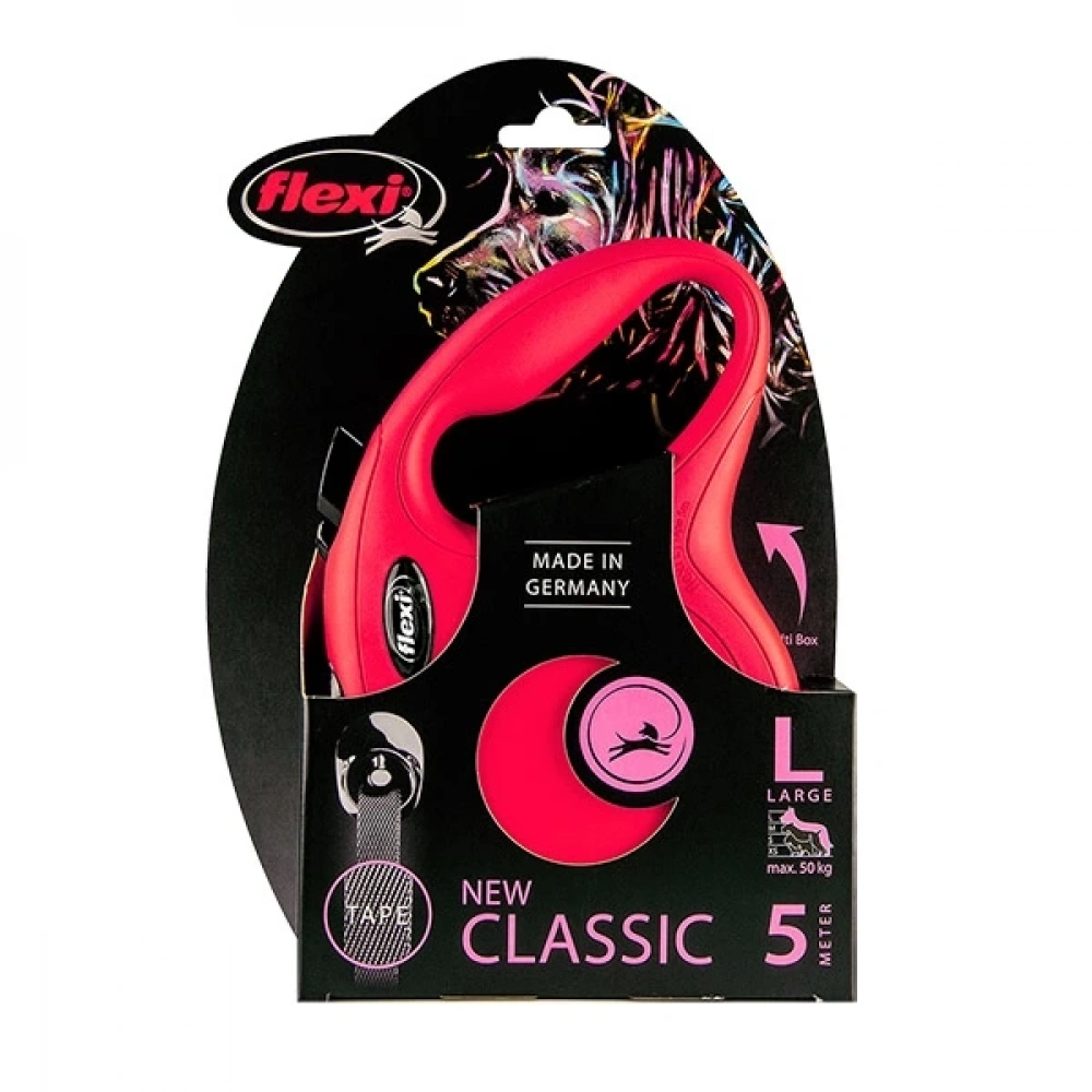 Flexi New Classic L Beden Kırmızı 5mt Şerit Tasma