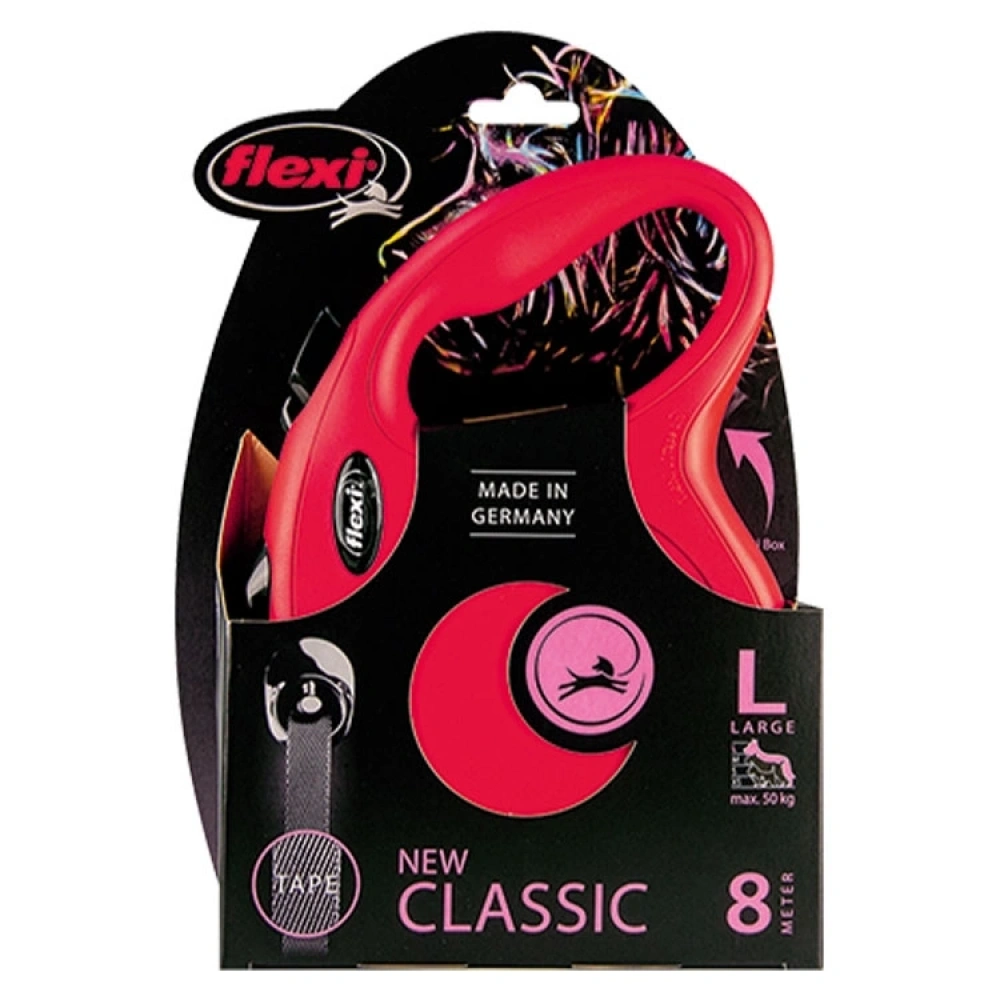 Flexi New Classic L Beden Kırmızı 8mt Şerit Tasma