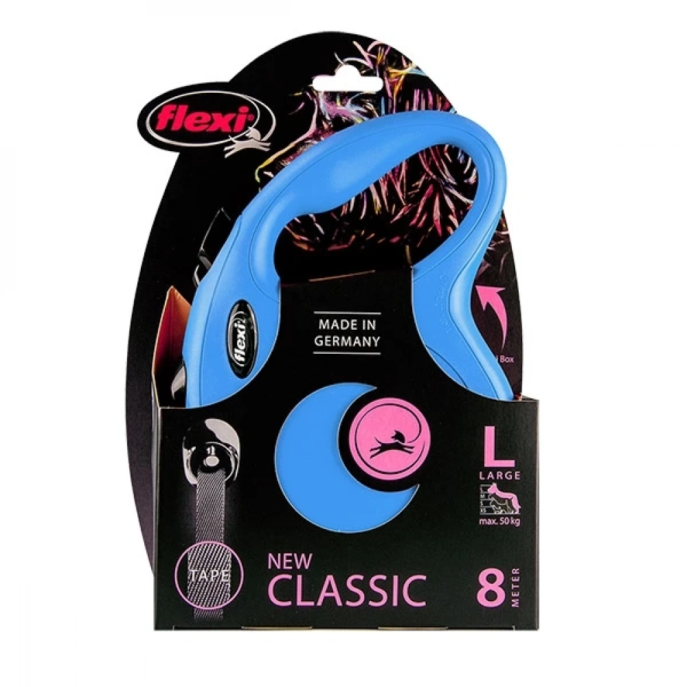 Flexi New Classic L Beden Mavi 8mt Şerit Tasma