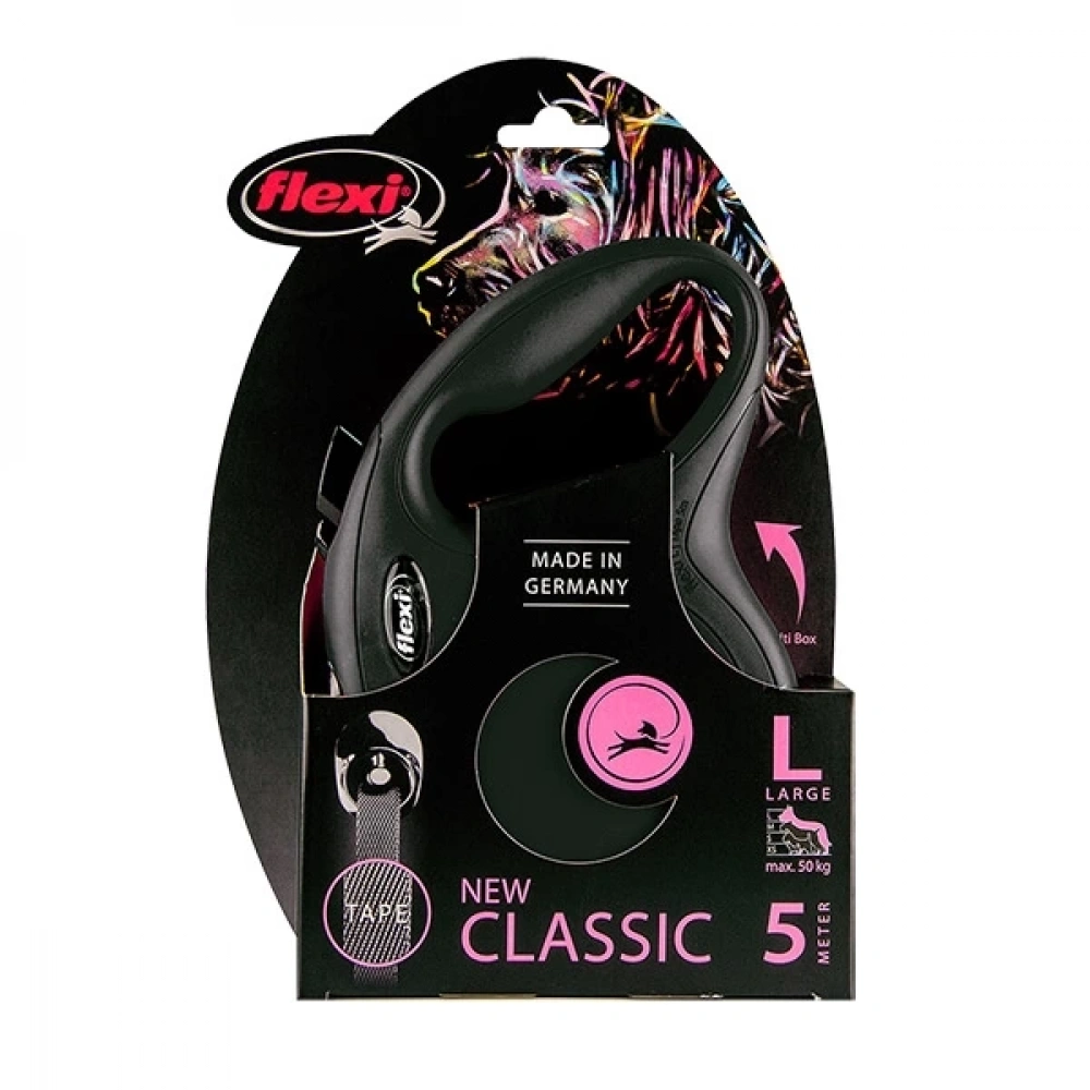 Flexi New Classic L Beden Siyah 5mt Şerit Tasma