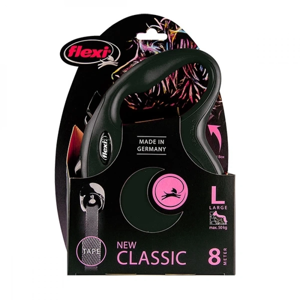 Flexi New Classic L Beden Siyah 8mt Şerit Tasma