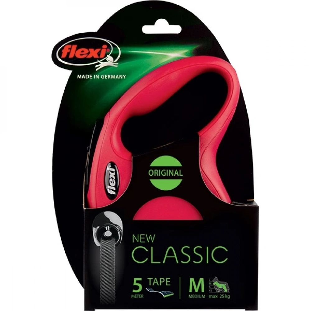 Flexi New Classic M Beden Kırmızı 5mt Şerit Tasma