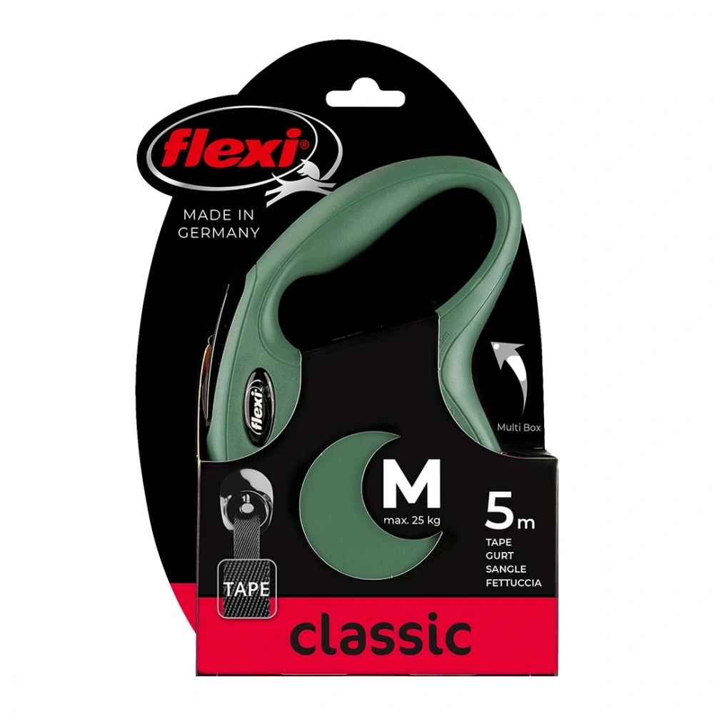Flexi New Classic M Beden Yeşil 5mt Şerit Tasma