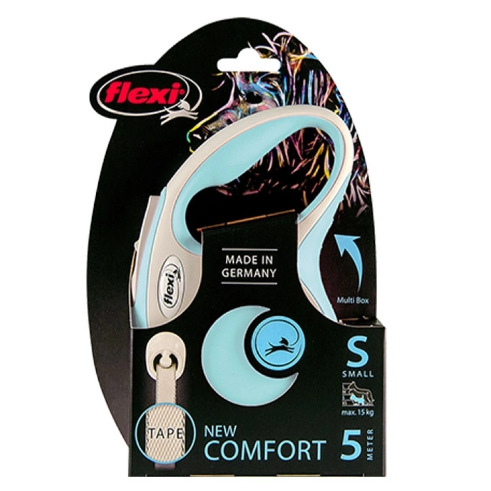 Flexi New Comfort S Beden Açık Mavi 5mt Şerit Tasma