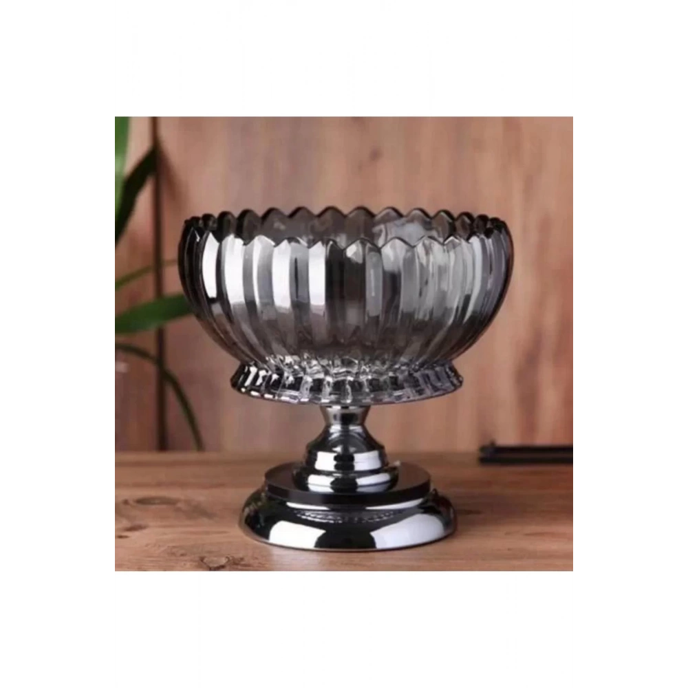 Gönül Gnl 4477 Dekoratif Gri Cam Şekerlik 22 Cm