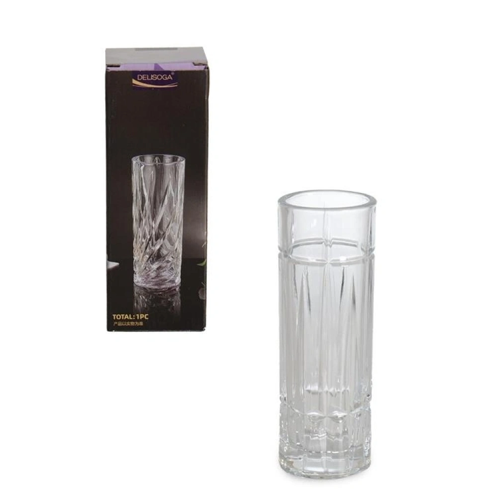 İpek Silindir Şekilli Cam Vazo 19x6 Cm