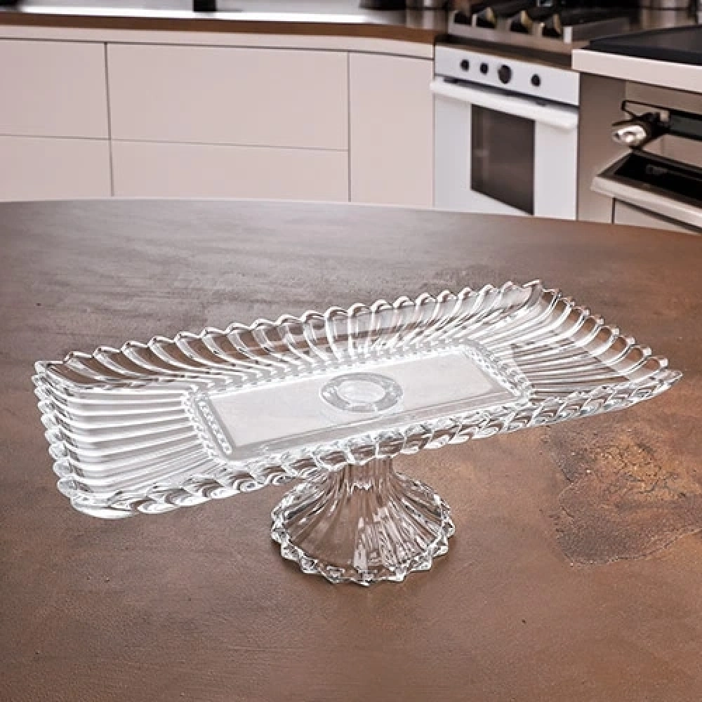 Kosova Ayaklı Dikdörtgen Cam Kristal Sunumluk 36x17x12 Cm