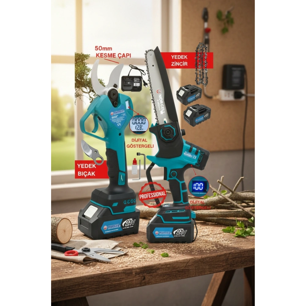 Mur-cell A Plus 21v 3ah 50mm Akülü Testere Ve Makası 2li Set