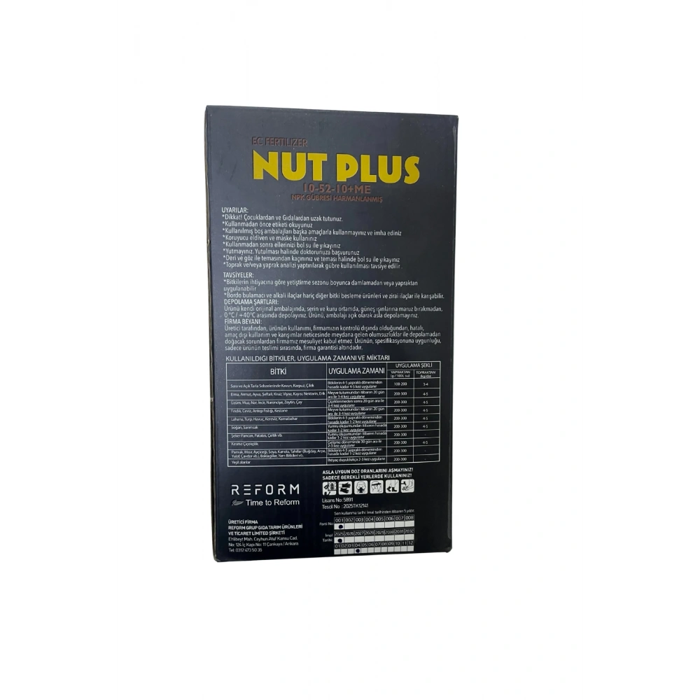 Nut Plus 10-52-10 + Me Ec Fertilizer Npk Granül Gübre 1 Kg