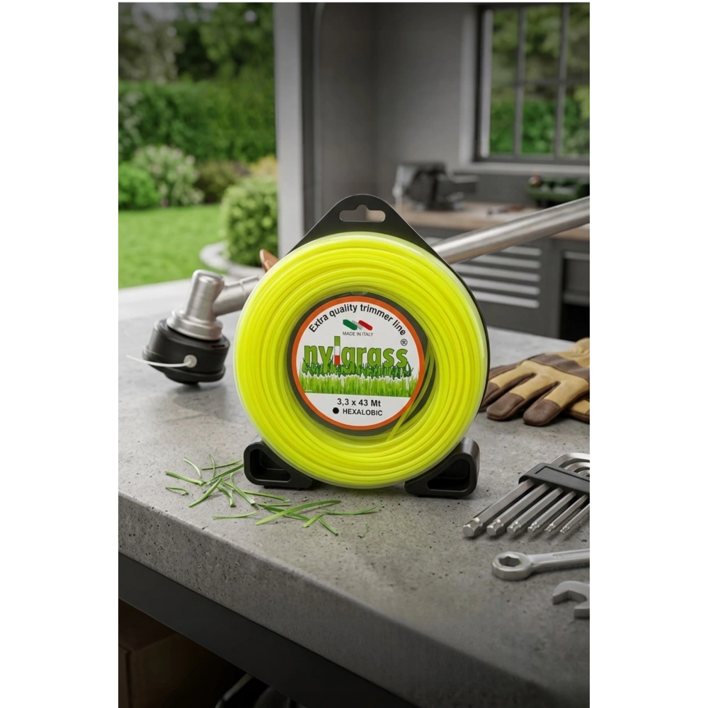 Nylgrass Altı Köşe Sarı Tırpan Misinası 3.3mm X 43m