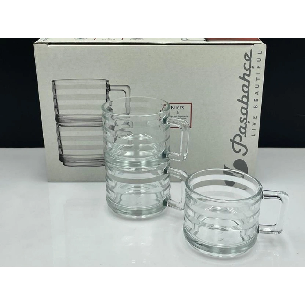 Paşabahçe 55833 Bricks Cam Kulplu Çay Kupası 250 Cc 6lı