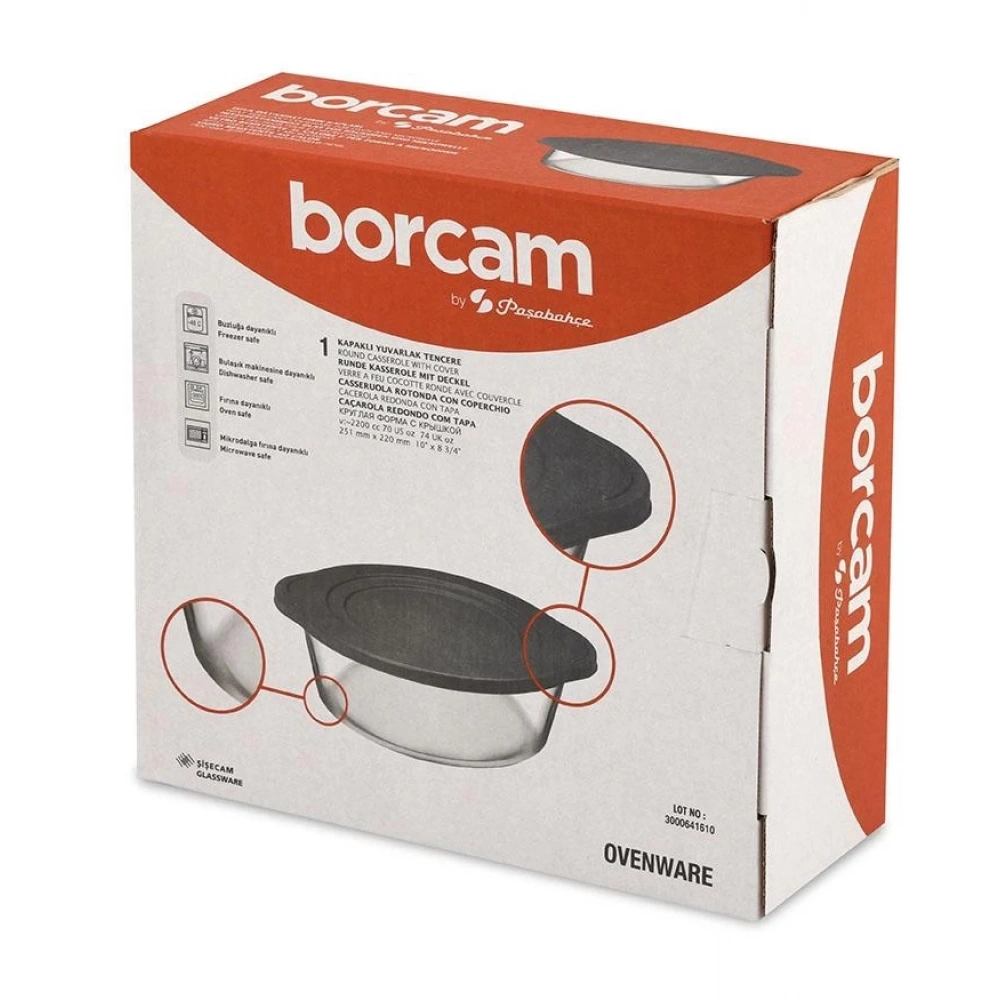 Paşabahçe 59001 Gri Kapaklı Borcam Fırın Kabı 22x8 Cm 2100 Cc