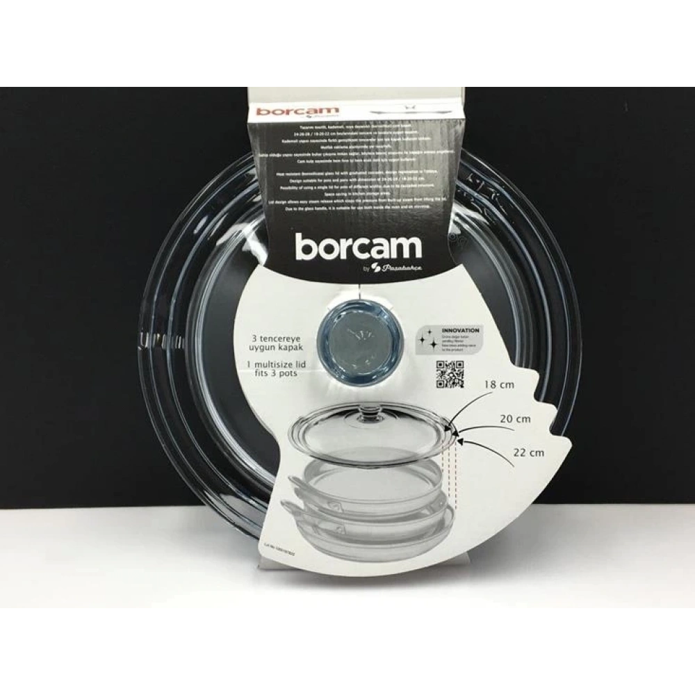 Paşabahçe 590220 Borcam Kapağı 18-20-22 Cm Tekli