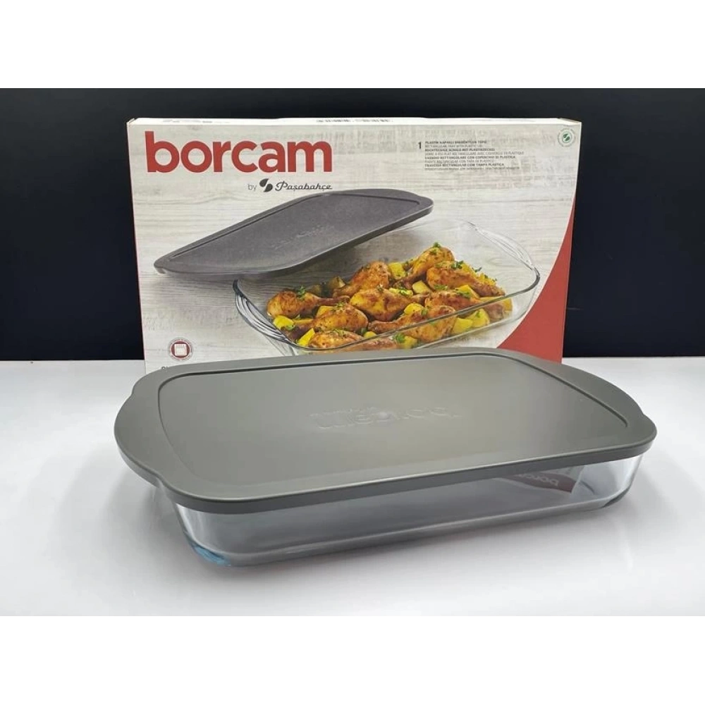 Paşabahçe 59124 Gri Kapaklı Borcam Tepsi 3850 Cc 40x25 Cm