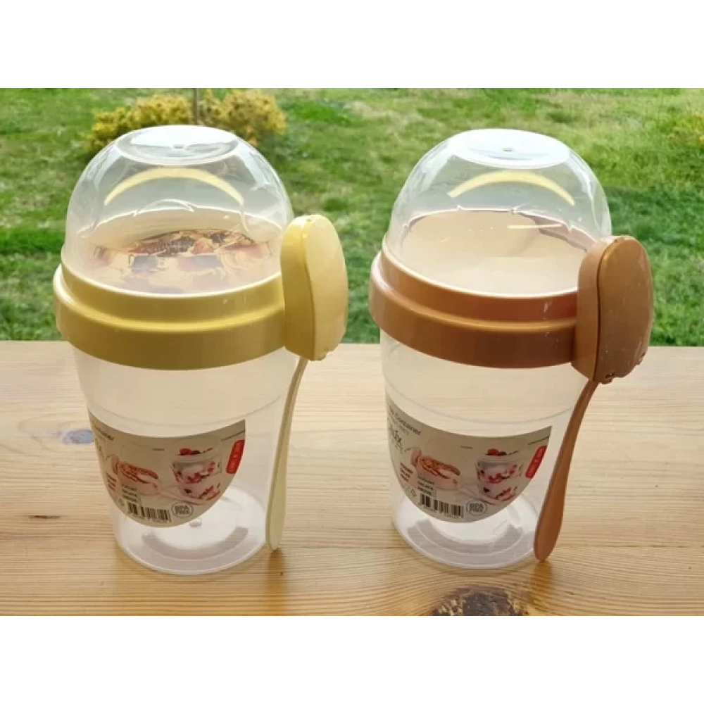 Qlüks Plastik 00812 Kaşıklı Yoğurt Kabı (tekli)