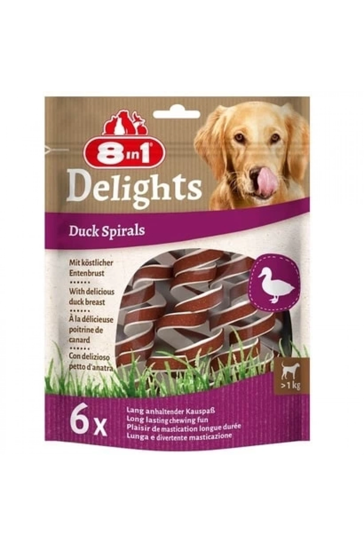 8ın1 Delights Spirals Köpek Ödül Maması (6lı) - Ördekli - 60gr